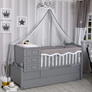 Βρεφική Κούνια μετατρεπόμενη σε Κρεβάτι King Γκρι 9041-68